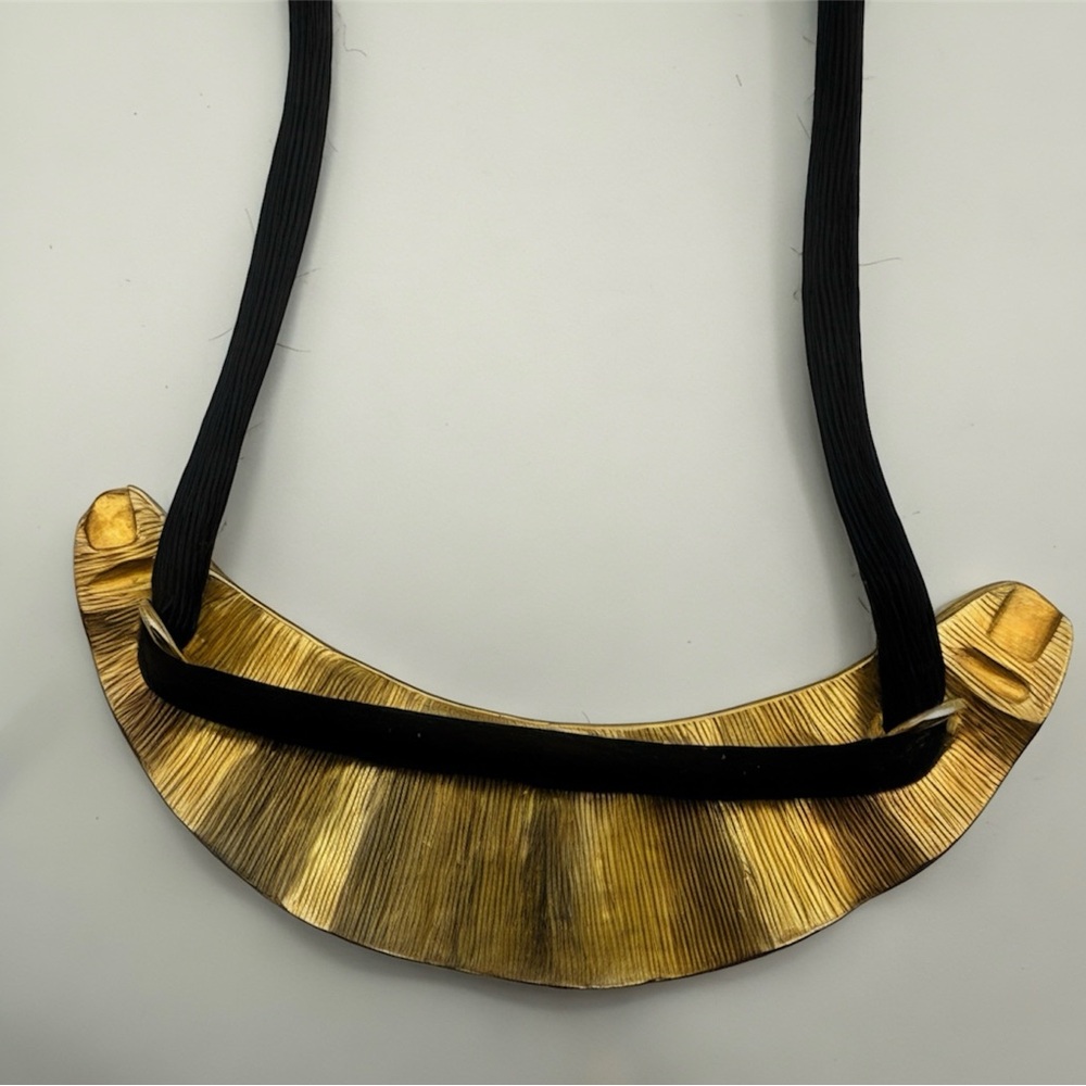 Vtg Kenneth Jay Lane Necklace Gold Sculptural Wav… - image 4